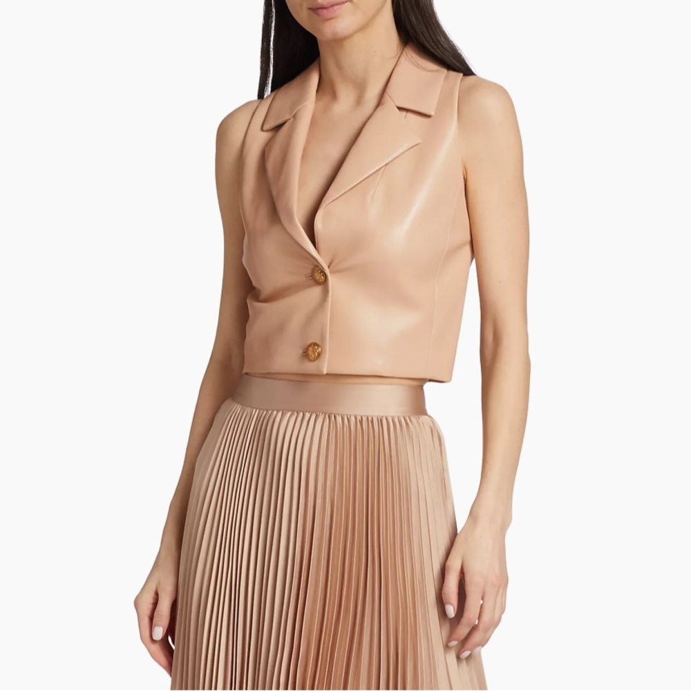 Alice + Olivia Blush Nude Sleeveless Cropped Blazer Vest